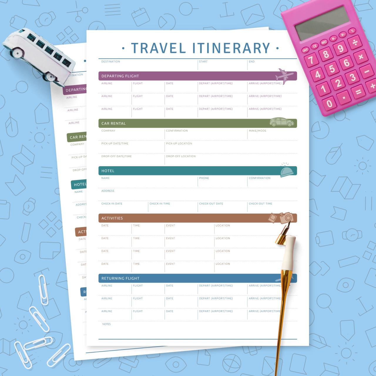 Travel Itinerary Template - Download Printable PDF | Printsbery How To Create A Flexible Travel Itinerary That Works